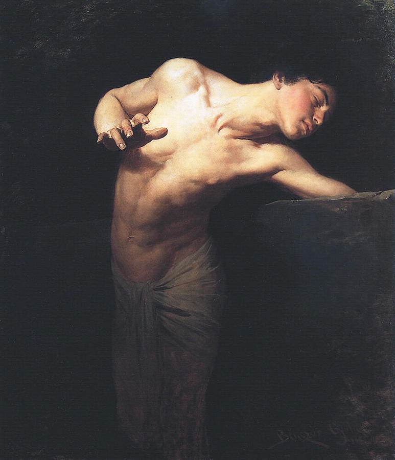 Narcissus  Painting by Gyula Benczur