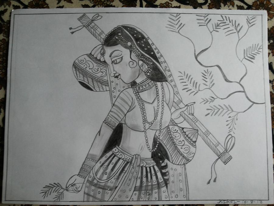 Nari Drawing by Kirti Pandhre - Fine Art America