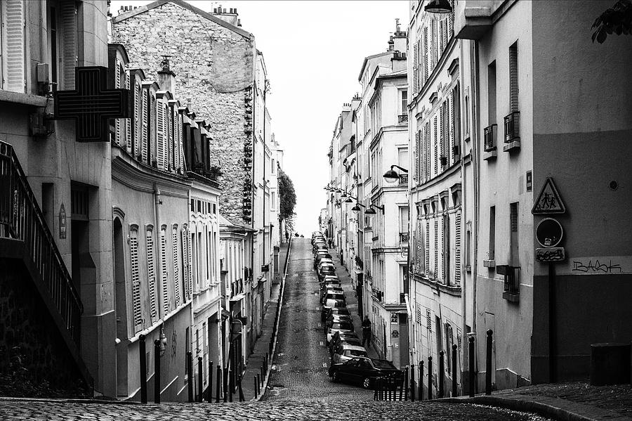 Narrow Montmartre Cobbled Street Photograph by Georgia Clare