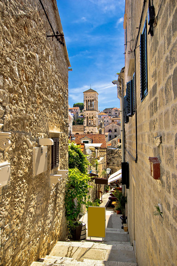 Narrow stone street in Town of Hvar Photograph by Brch Photography