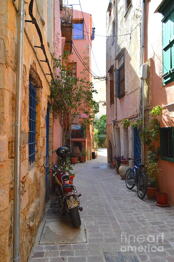 Narrow Street In Old City Of Chania Crete Greece Photograph by Ana Maria Edulescu