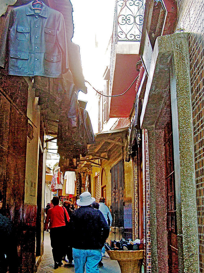 Morocco Photograph - Narrow Winding Street in a Tangiers Maze-Morocco by Ruth Hager
