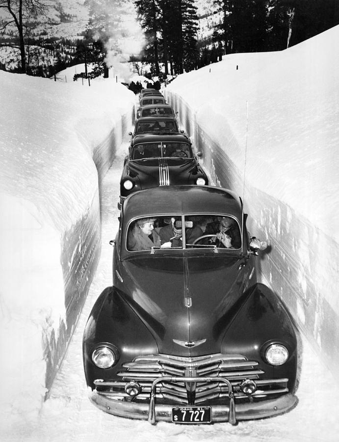 Narrow Winter Road Photograph by Underwood Archives