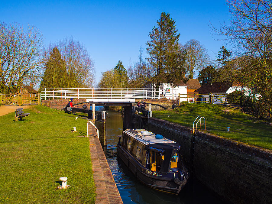 Narrowboat in Lock Photograph by Mark Llewellyn