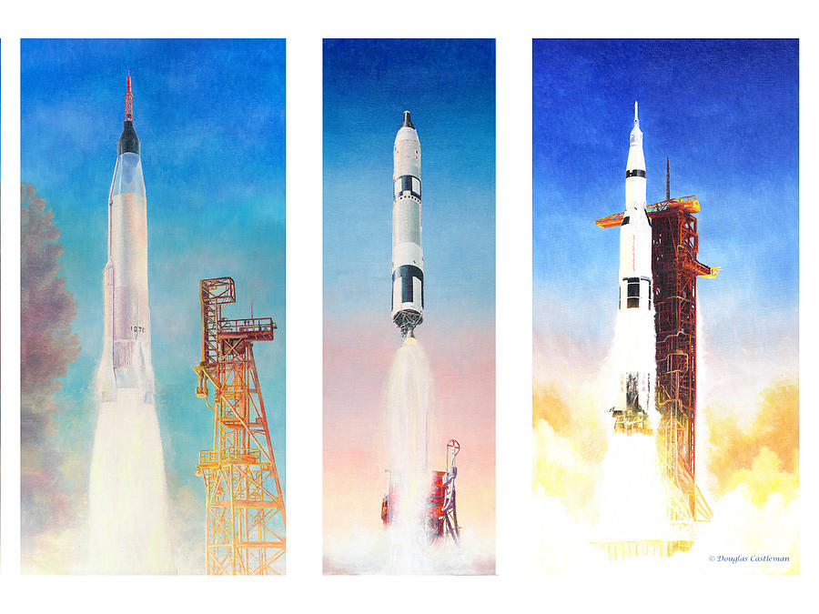 NASA Rockets Painting by Douglas Castleman