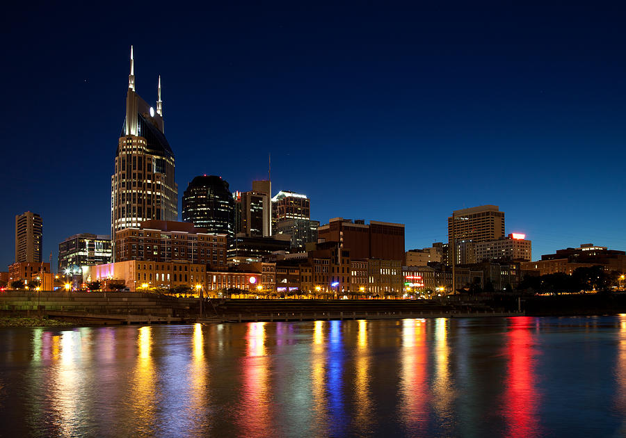 Nashville at Night Photograph by Melinda Fawver