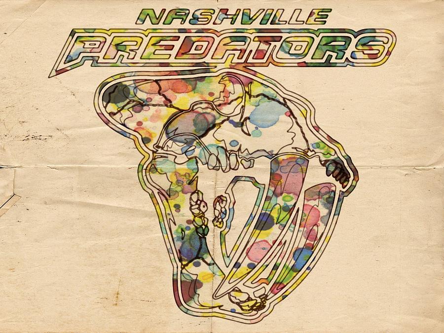Nashville Predators Retro Poster Painting by Florian Rodarte