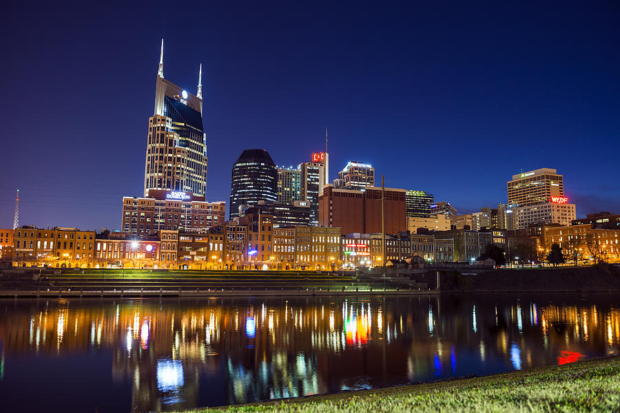 Nashville skyline at night Photograph by Joel Carillet