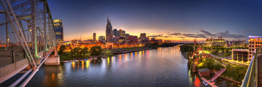 Nashville Skyline Panorama Photograph by Brett Engle