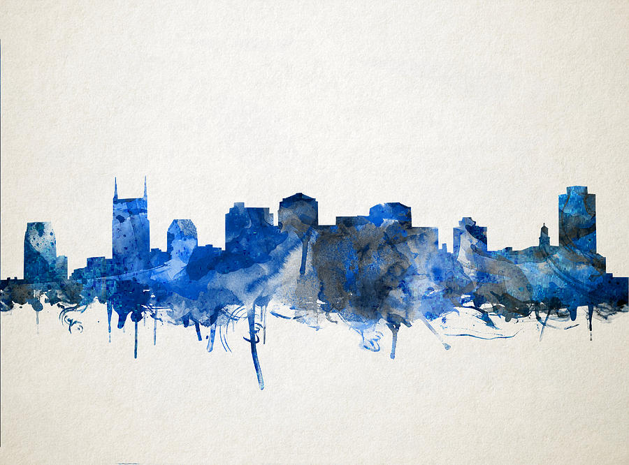 Nashville Skyline Watercolor 11 Painting by Bekim M
