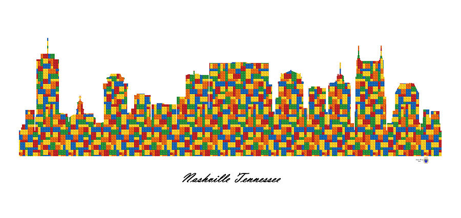 Nashville Tennessee Building Blocks Skyline Digital Art by Gregory Murray