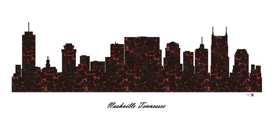 Nashville Tennessee Molten Lava Skyline Digital Art by Gregory Murray