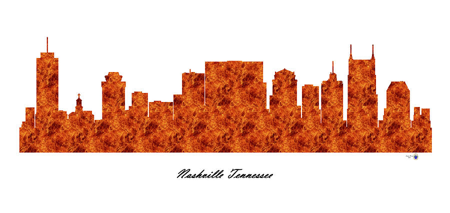 Nashville Tennessee Raging Fire Skyline Digital Art by Gregory Murray