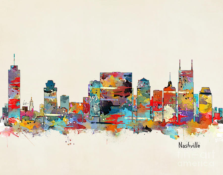 Nashville Tennessee Skyline Painting by Bri Buckley