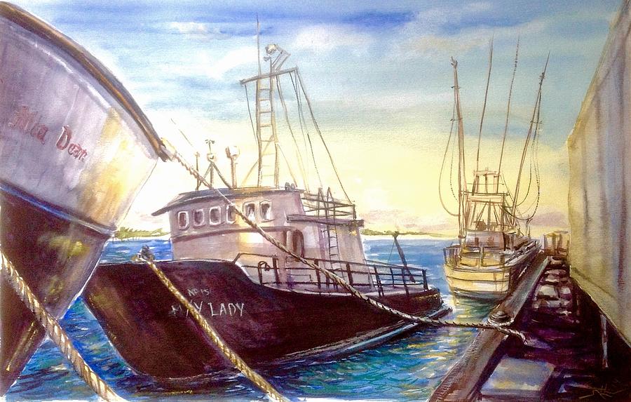 Nassau harbour Painting by Katerina Kovatcheva