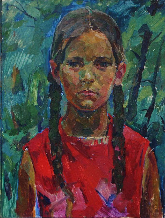 Portrait Painting - Nastenka. The Portrait of the Daughter by Ivan Filichev