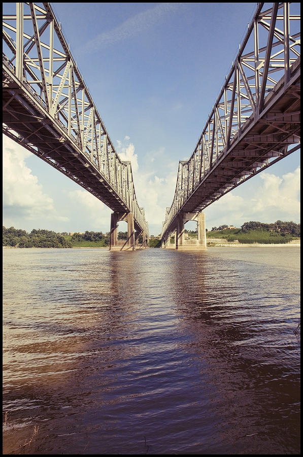 Natchez Bridges crossing the Mississippi Photograph by Ray Devlin