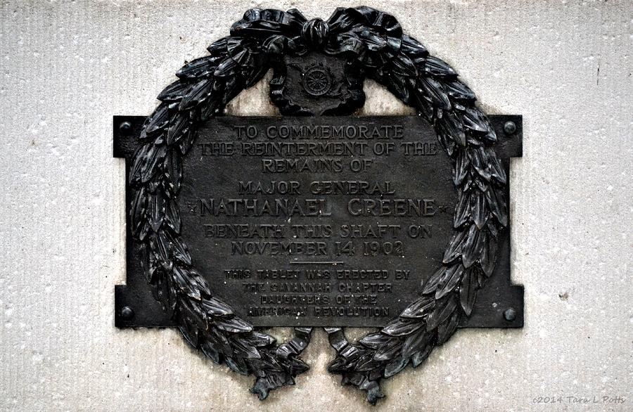 Nathanael Greene Plaque Photograph by Tara Potts