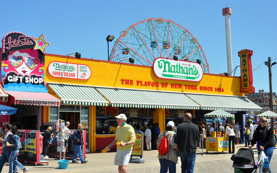 New York City Photograph - Nathans on the Boardwalk Coney Island by Diane Lent