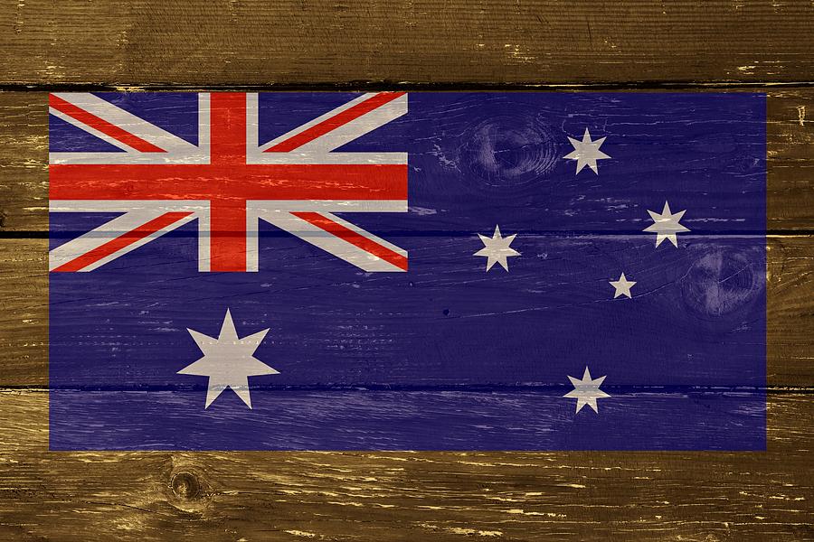 Australia National flag on Wood Digital Art by Movie Poster Prints