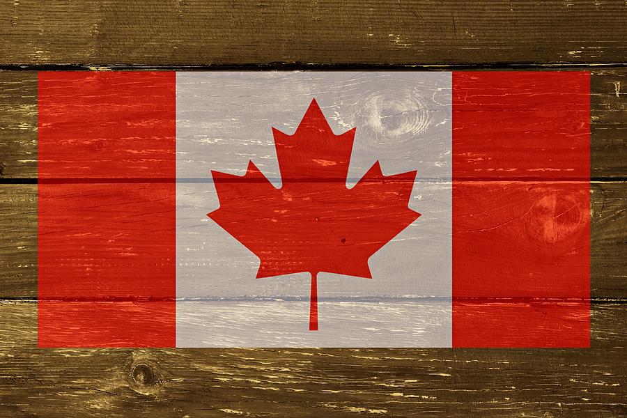 Flag Digital Art - Canada National Flag on Wood by Movie Poster Prints