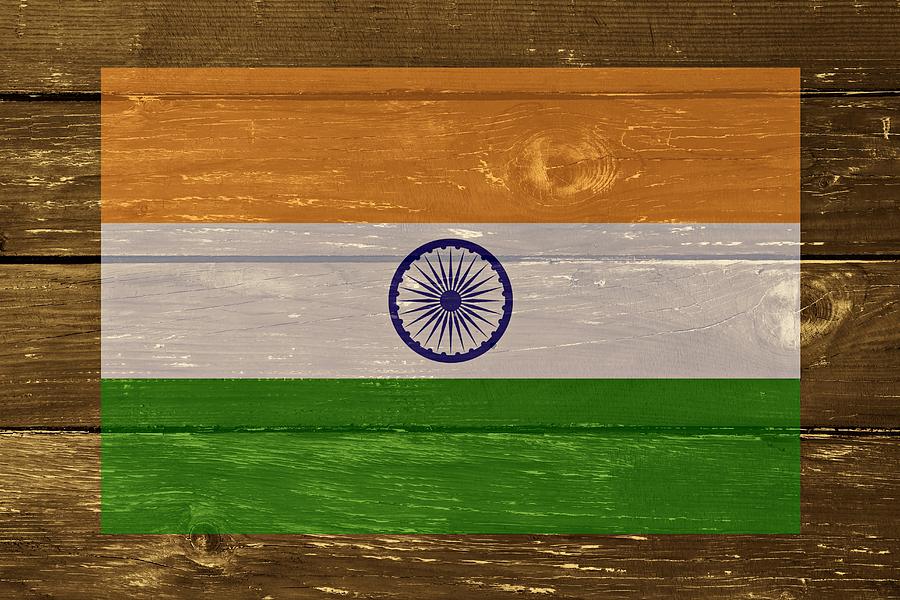 Flag Digital Art - India National flag on Wood by Movie Poster Prints