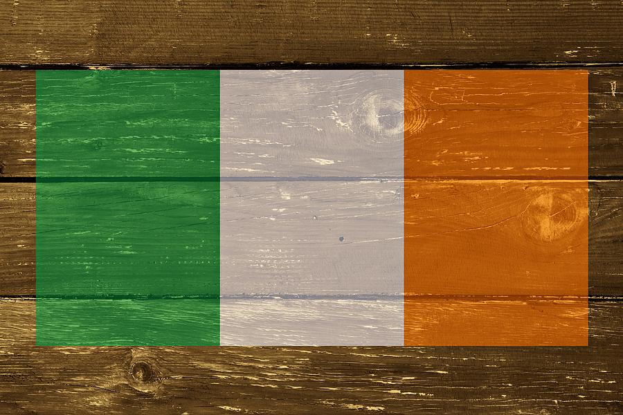 Flag Digital Art - Ireland National flag on Wood by Movie Poster Prints
