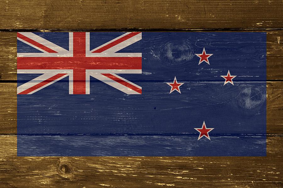 Flag Digital Art - New Zealand National flag on Wood by Movie Poster Prints