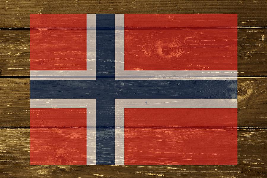 Flag Digital Art - Norway National Flag on Wood by Movie Poster Prints
