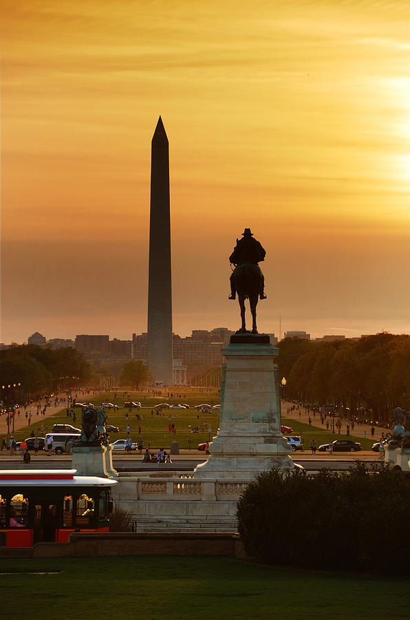 National mall sunset in Washington DC Photograph by Songquan Deng