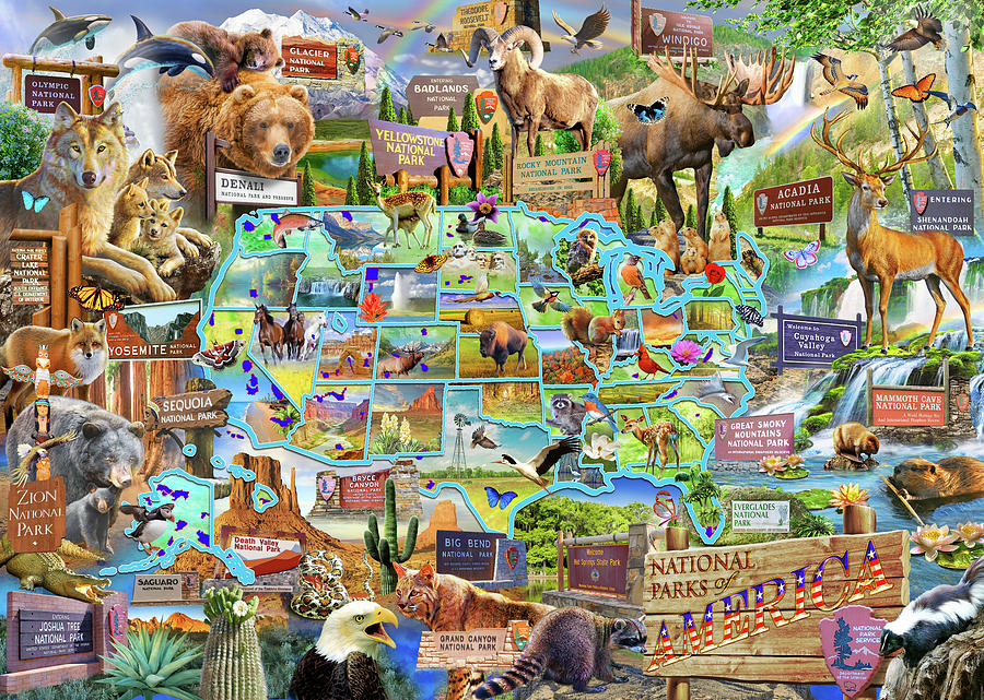 Adrian Chesterman Drawing - National Parks of America by MGL Meiklejohn Graphics Licensing Adrian Chesterman Drawing - National Parks of America by MGL Meiklejohn Graphics Licensing