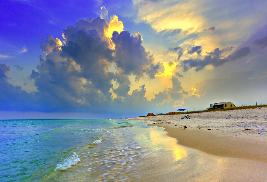 National Seashore Navarre Pensacola Beach Florida Blue Sunset Art Prints Photograph by Eszra