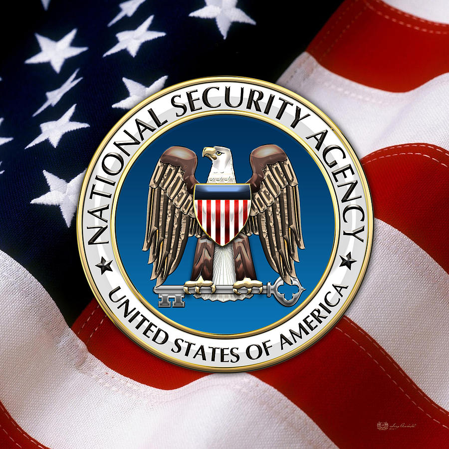 National Security Agency - N S A Emblem Emblem over American Flag Digital Art by Serge Averbukh