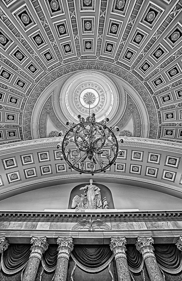 Architecture Photograph - National Statuary Hall BW by Susan Candelario