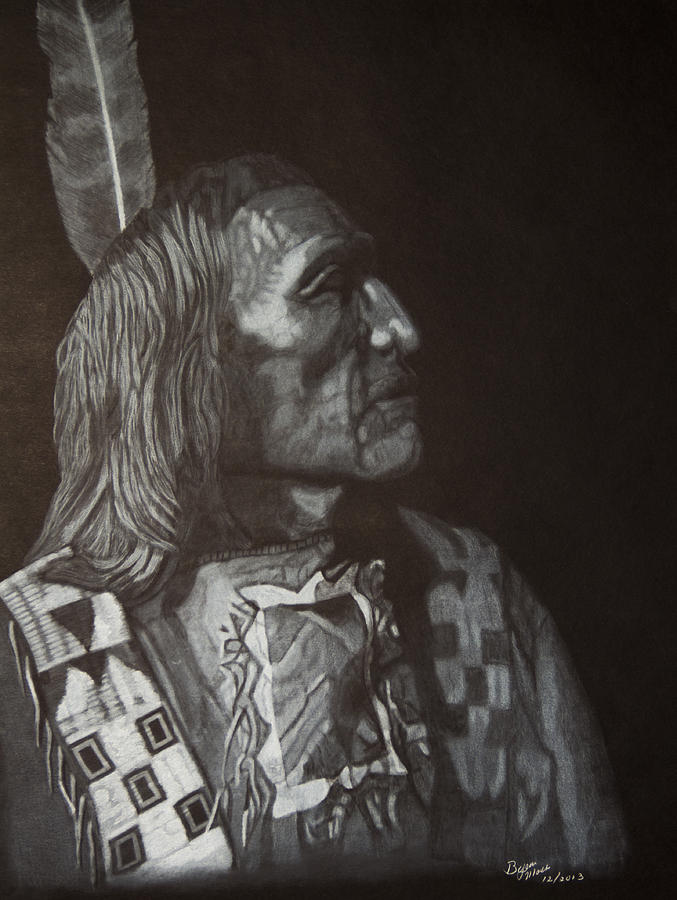 Native American Drawing - Native American by Byron Moss