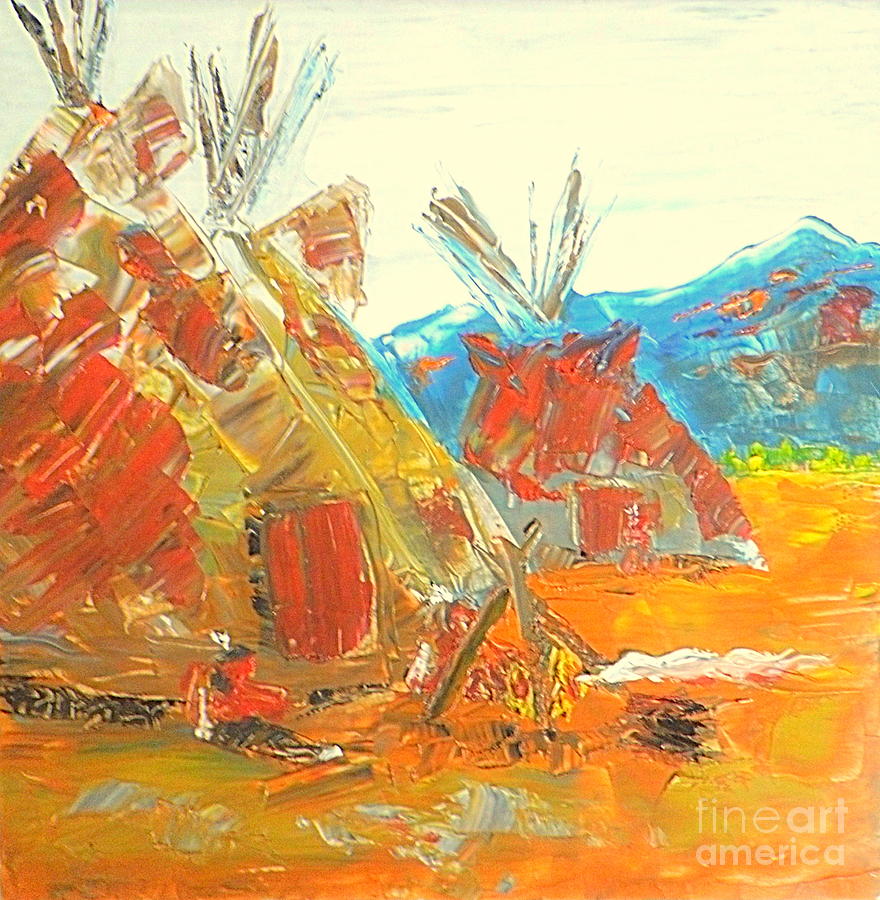 Native American Camp 1 Painting by Richard W Linford