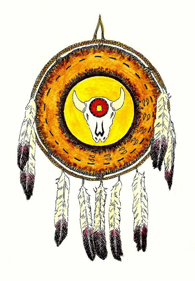 Native American Ceremonial Shield Number 2 Painting by Michael Vigliotti