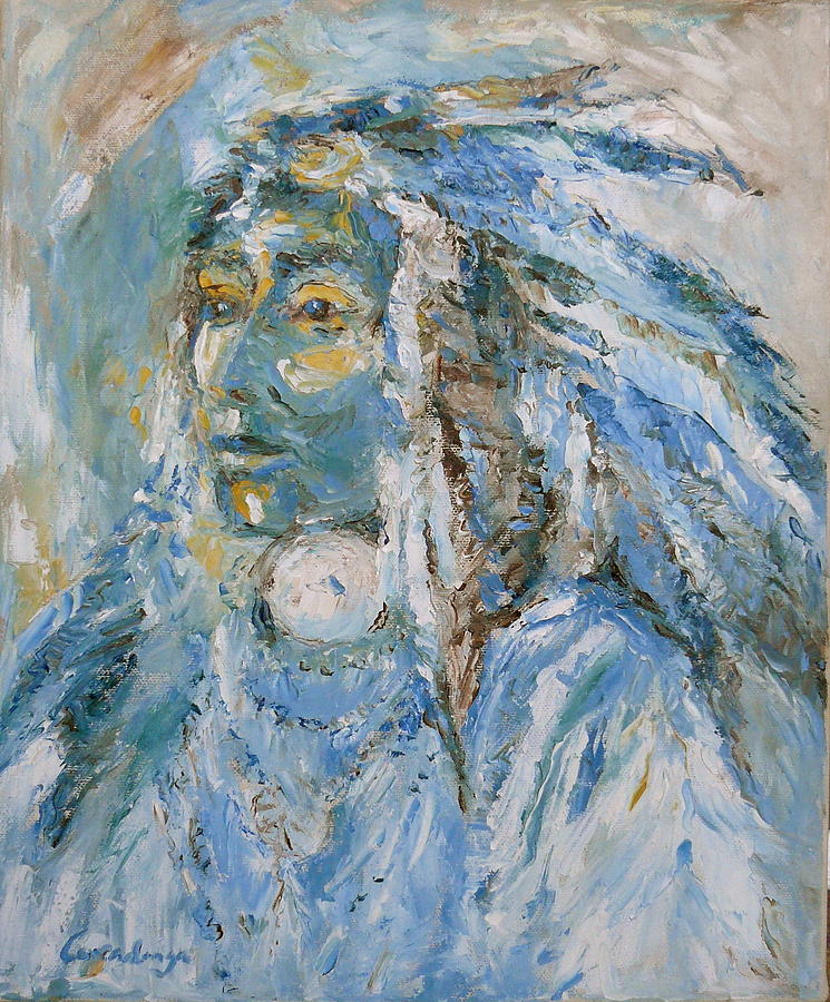 Portrait Painting - Native american by Covadonga Vega