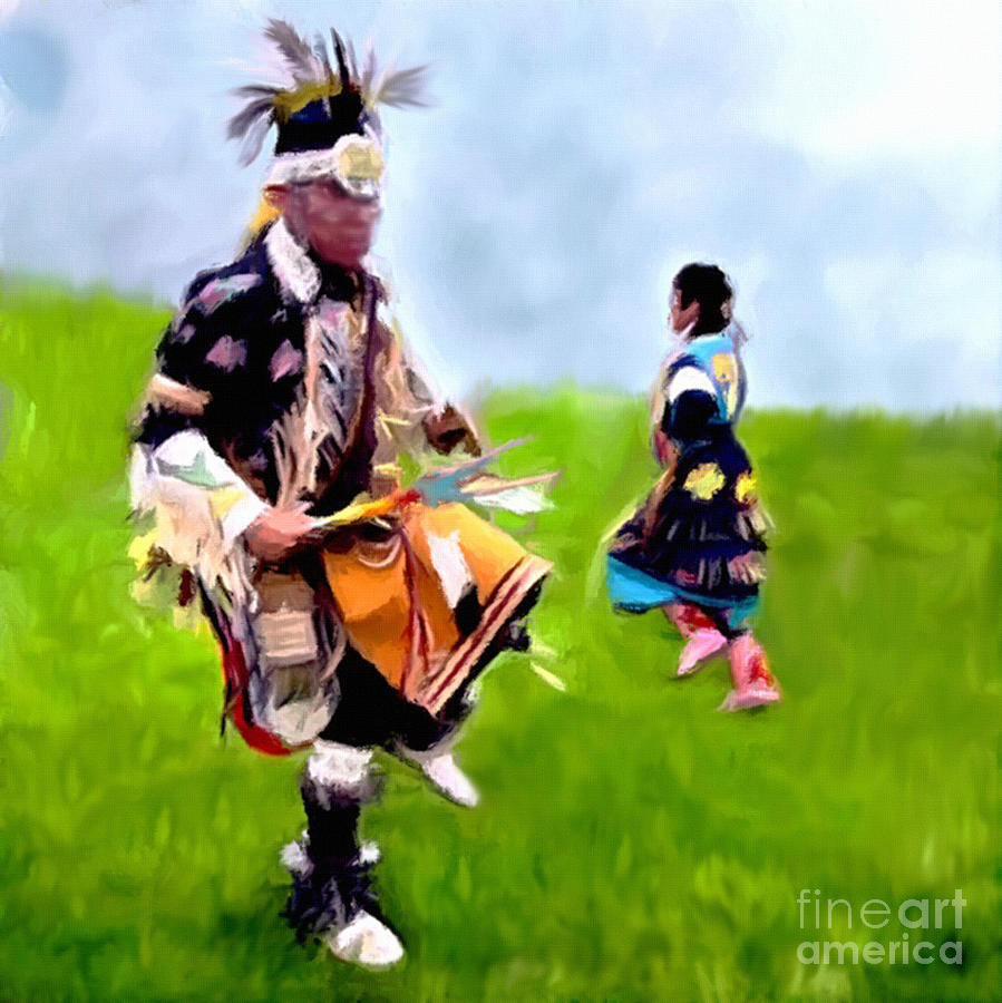 Vintage Digital Art - Native American Dancers at Heber by Bob and Nadine Johnston