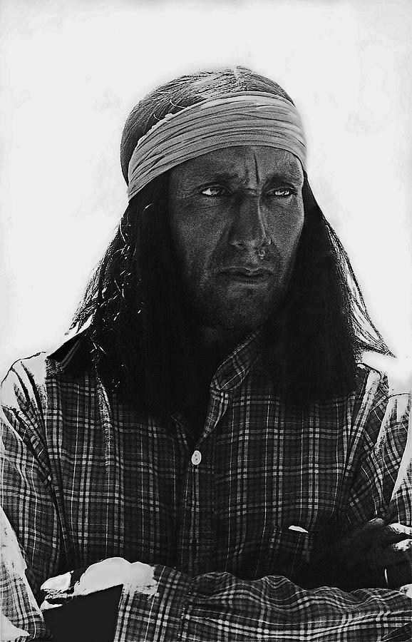 Native American extra dressed as fierce Apache warrior The High Chaparral set Old Tucson Arizona 196 Photograph by David Lee Guss