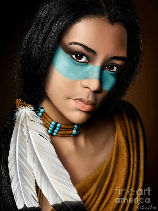 Native American Girl Digital Art by Chuck Devereaux Art