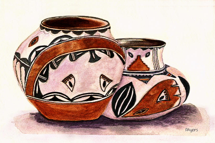 Pottery Painting - Native American Pottery by Paula Ayers