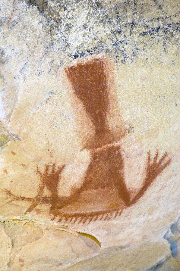 Hat Photograph - Native American Rock Art - Portrait Of Chumash Chief In Top Hat - MODERN GRAFFITI REMOVED by Scott Lenhart