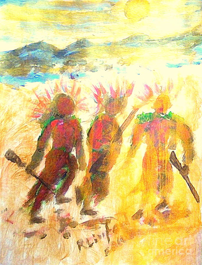 Native American War Party 10 Painting by Richard W Linford