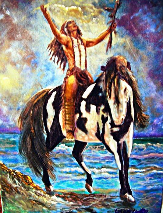 Native American Warrior Painting - Native American Warrior by Leland Castro