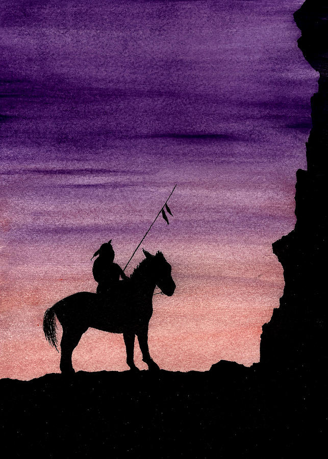 Native American Warrior On Horseback Painting