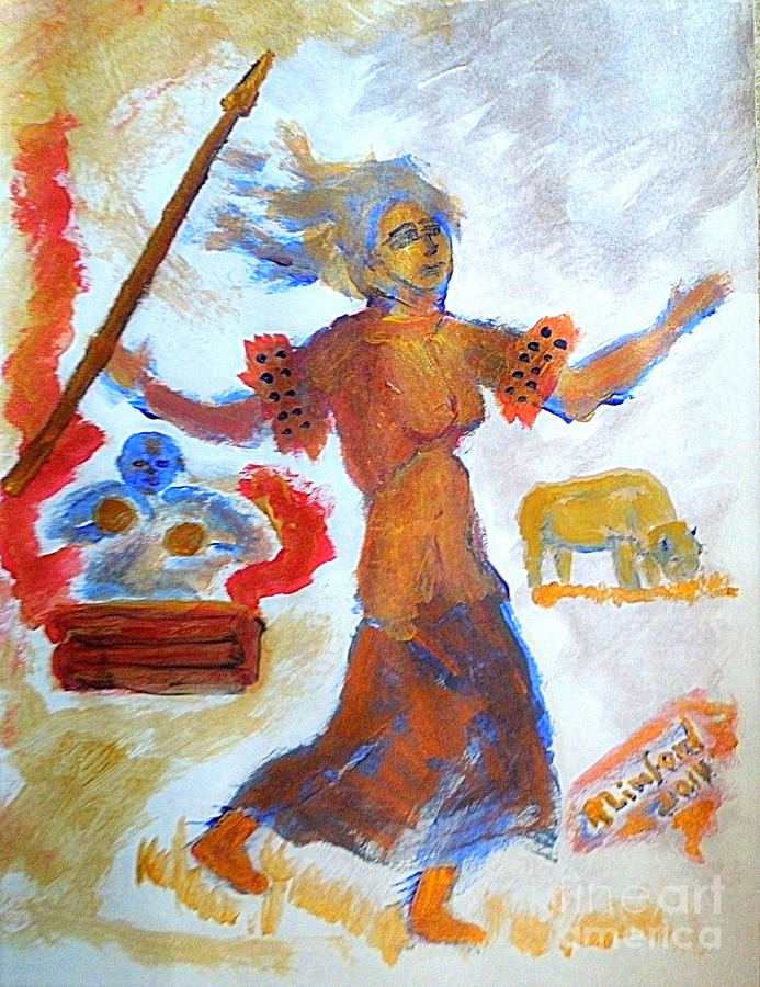 Native American White Buffalo Dance 1 Painting by Richard W Linford