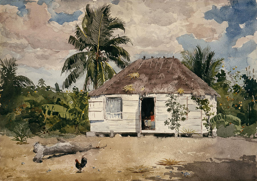 Winslow Homer Painting - Native Huts Nassau by Winslow Homer