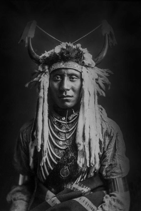 Edward Sheriff Curtis Photograph - Native man circa 1900 by Aged Pixel
