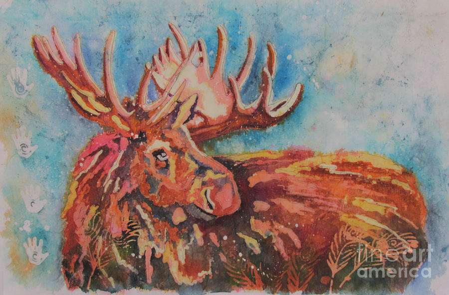 Native Moose Painting by Janet Cruickshank